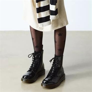 DR MARTENS LACE ANKLE BOOT - BLACK PATENT